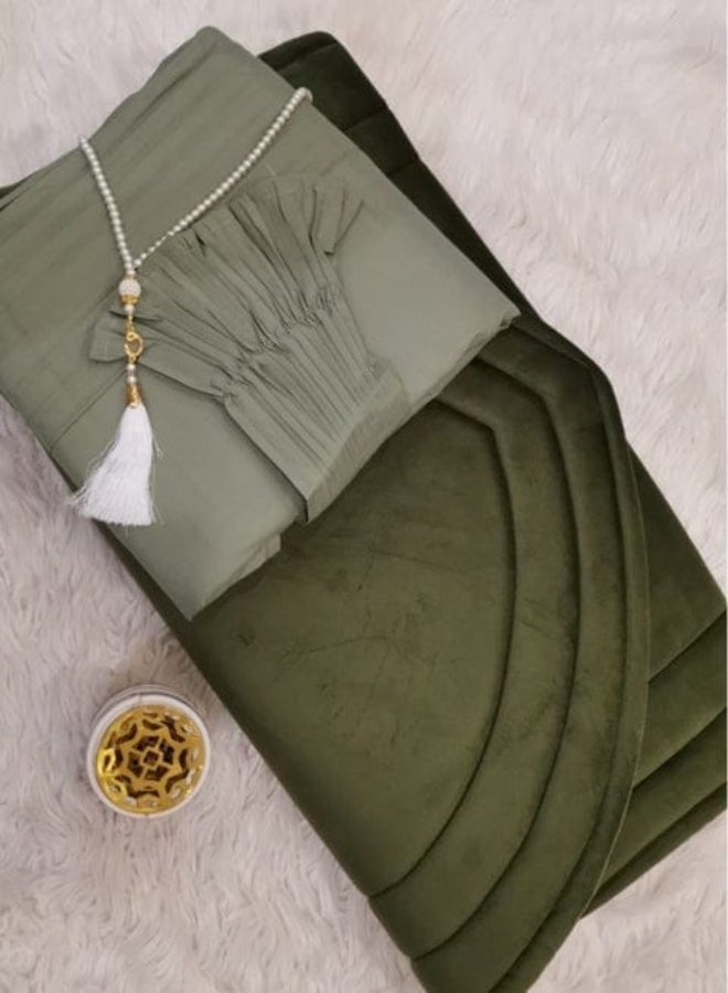 Women's Prayer Rug Set with Sheet Mat Prayer Beads and Censer Burner